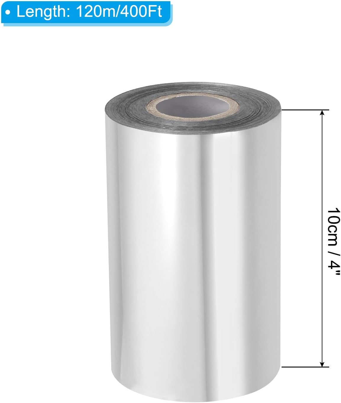 PATIKIL 4"x400Ft Hot Stamping Foil Paper, Heat Transfer Hot Stamping Paper Foil Roll for Leather DIY Logo Decor Craft Gift Package Scrapbook Card, Light Silver