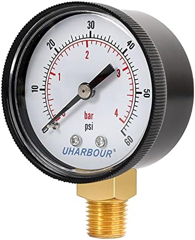 Uharbour Pool Pressure Gauge 0-60 Psi/kpa, 1/4" NPT Lower Mount - Image 2