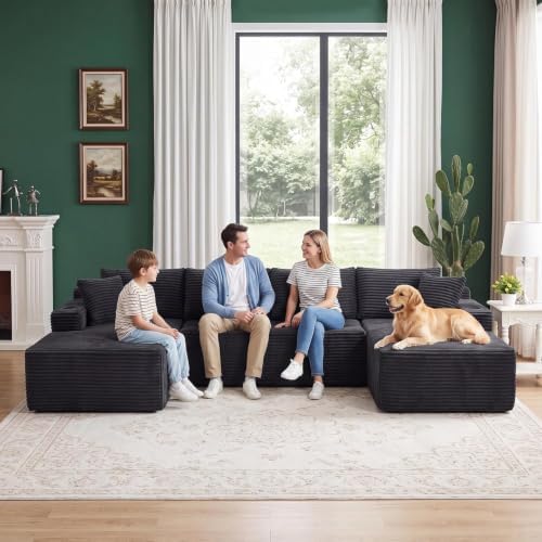 125" Modular Sectional Boneless Sofa Couch, Cloud U Shaped Couch - Image 4