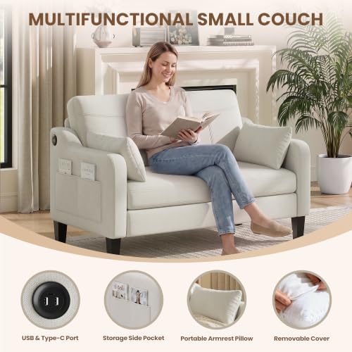 51'' Small Sofa Sets, 2-Seater Linen Fabric Couch - Image 4