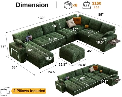 Vipbear 111" Modular Sectional Sleeper Sofa - Image 2