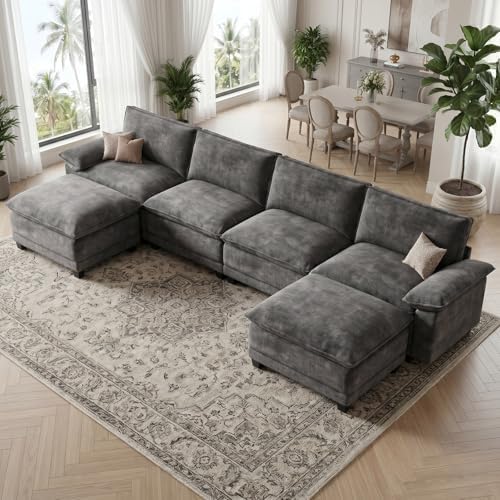 140" Modular Sectional Couch, U Shaped Cloud Sofa by Unknown