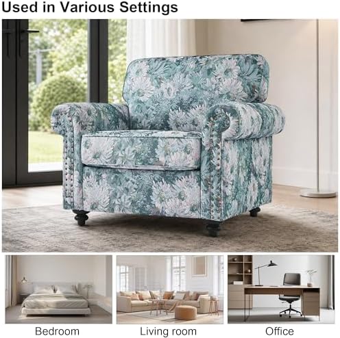 Folral Accent Chair, Comfy Reading Armchair - Image 5