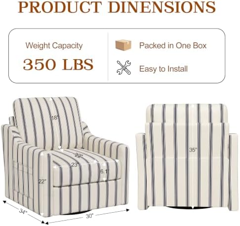 360° Swivel Accent Chair with High Back & Lumbar Support, Deep Seat - Image 2