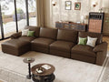 EASE MOOSE Faux Leather Sectional Couch, Deep Seat Modern Sofa, Deep Brown by EASEMOOSE