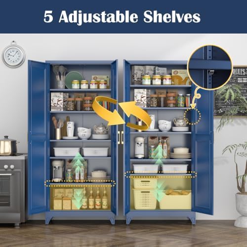 SteeLoong 75”Metal Pantry Storage Cabinet - Image 4