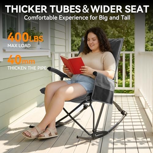 Oversized Folding Rocking Camping Chair, Heavy Duty Rocker Chair - Image 6