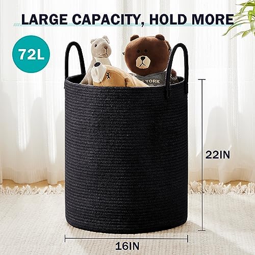 YOUDENOVA Woven Rope Laundry Hamper Basket, 72L Blanket Basket - Image 3
