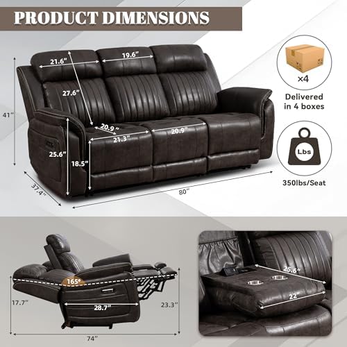 Zero Gravity Power Recliner Sofa Couch – Electric Reclining Sofa - Image 2