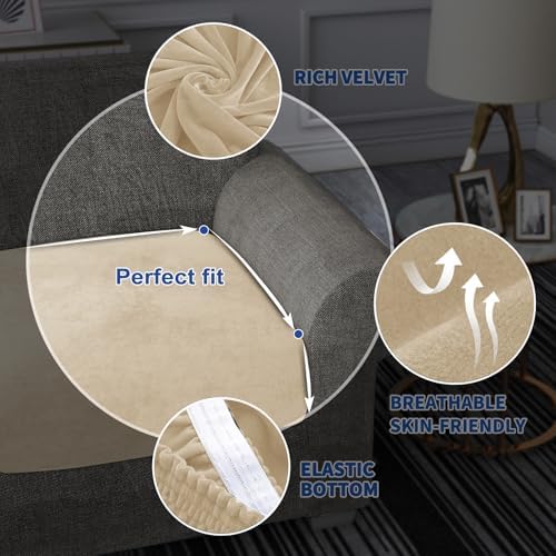 MAXIJIN Velvet Stretch Cushion Covers Couch Cushion Slipcovers Loveseat Sofa - Image 5
