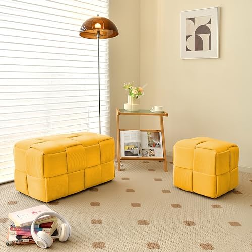 Cmishe 28" Rectangular Woven Corduroy Ottoman Footrest - Image 6