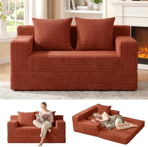 Erament Convertible Sofa Bed, Loveseat Folding Floor Futon Sleeper Sofa Couch by Unknown