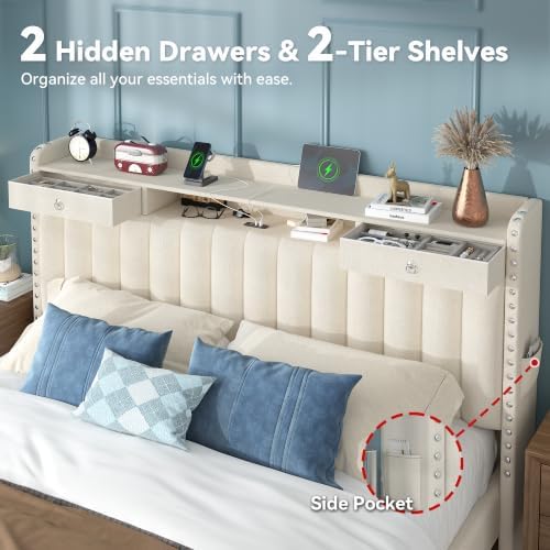 FreeHouse King Bed Frame and 2-Tier Storage Headboard & 4 Drawers - Image 4