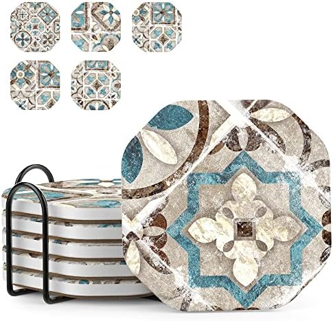 UMIRRO Absorbent Ceramic Stone Coasters Set of 6 by Umirro