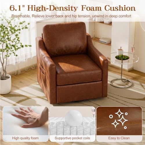 360° Swivel Accent Chair with High Back & Lumbar Support, Deep Seat - Image 5