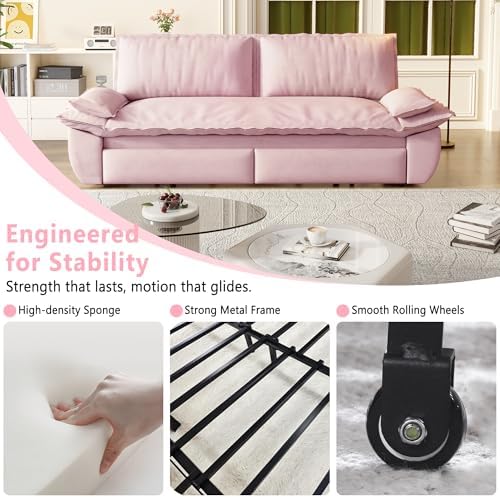 70.1" Sleeper Sofa Bed Queen Size, Pull Out Convertible Velvet Couch - Image 6