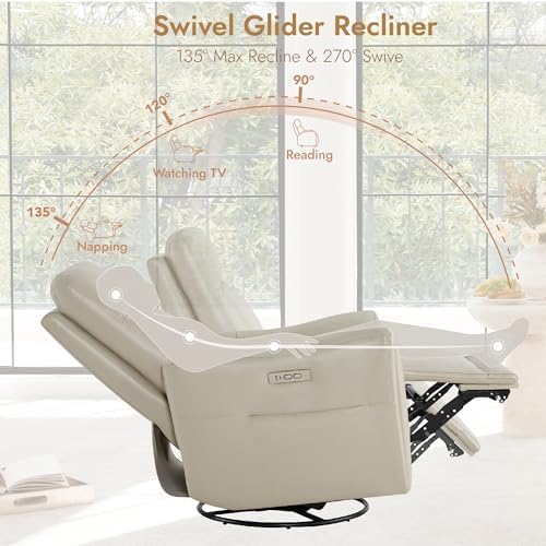 Watson & Whitely Power Recliner Chairs, Genuine Leather Grey - Image 7