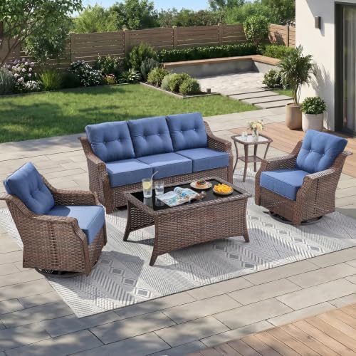 Luxury 5 Pieces Outdoor Patio Furniture Set-All Weather Wicker Outdoor Furniture by JelwalyPatioFurnitureSet