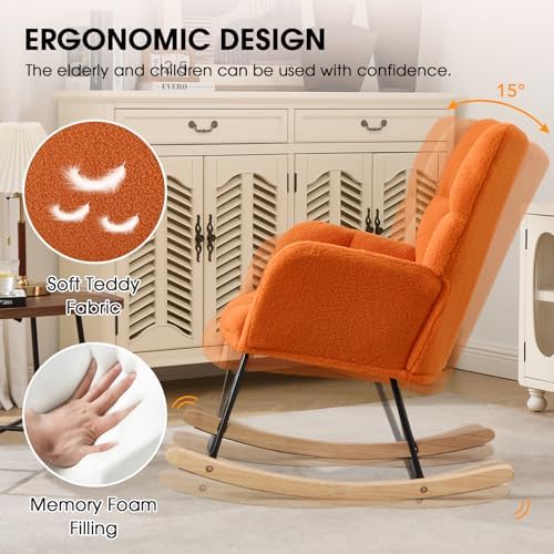Nursery Rocking Chair, Teddy Upholstered Glider Chair - Image 4