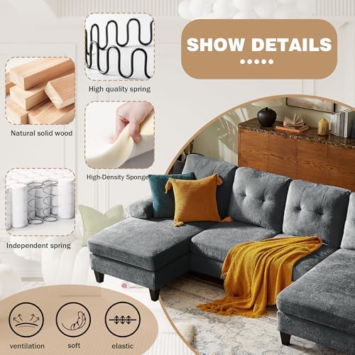 Sectional Couches for Living Room, Dark Grey - Image 3