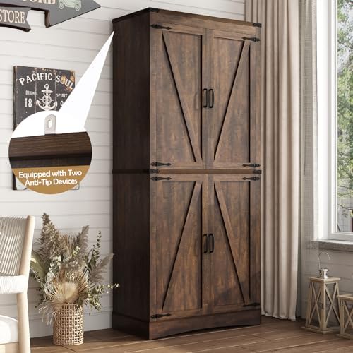 chartustriable 71in Farmhouse Kitchen Pantry Cabinet, Tall Storage Cabinet - Image 5