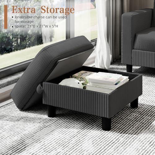 Shintenchi 76" Modern Upholstered Sectional Sofa Couch, L-Shaped Convertible - Image 7