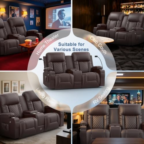 Loveseat Recliner Sofa, Home Theater Seating - Image 7