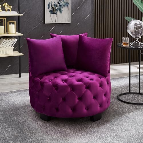 Modern Velvet Round Accent Armchair - Image 6