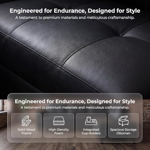 Faux Leather Sectional Couches for Living Room - Image 3