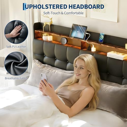 Garvee Full Bed Frame with 2 Storage Drawers & LED Light - Image 6