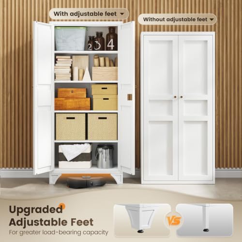 White Kitchen Pantry Storage Cabinets Food Storage Kitchen Cupboard 61" - Image 6