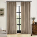 Farmhouse Semi Sheer Light Brown Pinch Pleat Linen Curtains 112 Inches Long by TWODRAPES