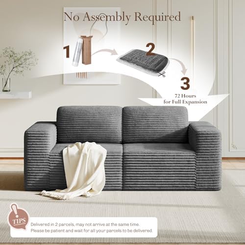 Vesgantti 80" Modular Sectional Sofa, Corduroy Cloud Couch - Image 6