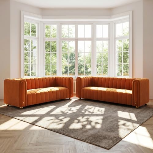 81" Velvet Sofa Mid Century Modern Couch by STORFENBOR