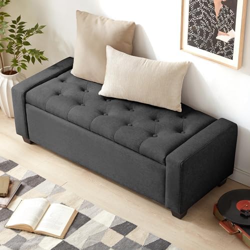 Huatean Home 48" Ottoman with Storage, Dark Gray Storage Ottoman Bench - Image 6
