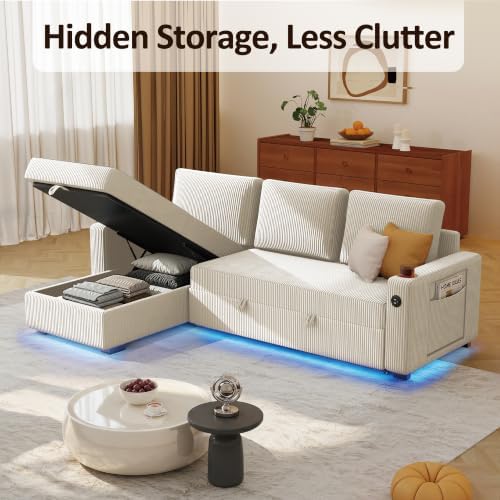 Ball & Cast 80" Sectional Sleeper Sofa Bed Pull Out Couches - Image 5
