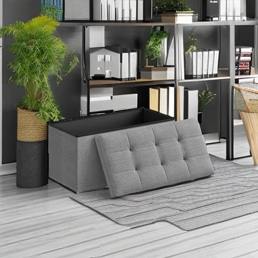 SONGMICS 30 Inches Folding Storage Ottoman Bench, Load 660 lb - Image 2