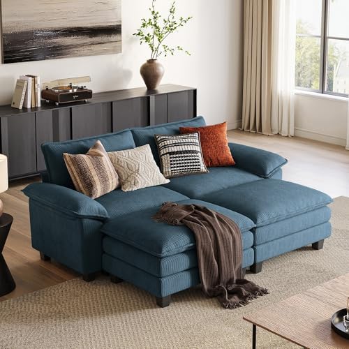 LINSY HOME 90'' Modular Sectional Sofa 2 Seat Couch Corduroy Cloud Couch by LINSYHOME
