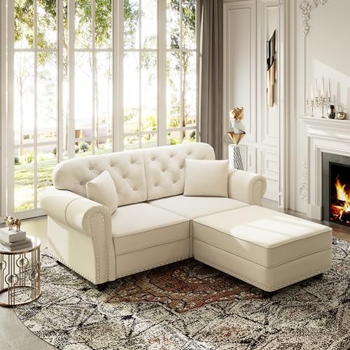 KEIKI 63" Velvet Chesterfield Sofa by KEIKI