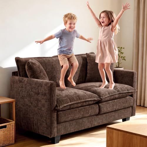 Loveseat Sofa, Soft Chenille Cloud‑Cushion Small‑Space Couch - Image 7
