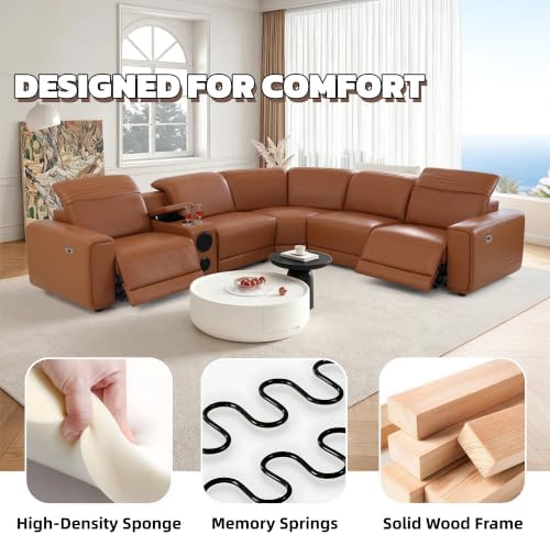 Power Recliner Sectional Couch, Breathing Leather Living Room Furniture Set - Image 6