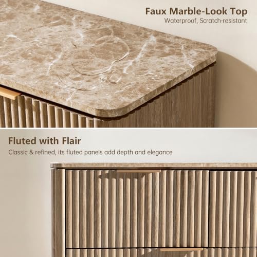 63"W Fluted 9 Drawer Bedroom Dresser, - Image 6