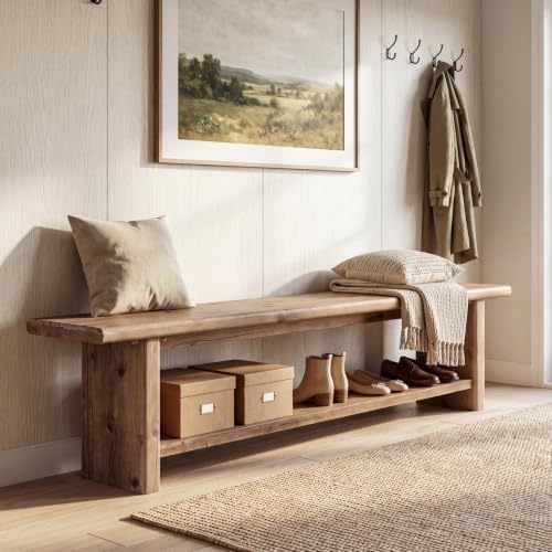 71” Solid Wood Entryway Bench - Image 3