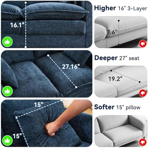 Loveseat Sofa Couch, Small Mini Compact 50" Love Seat 27" Deep Cloud Sofa Seat - Image 4