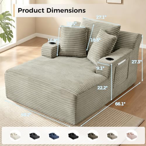 NicBex 66”Oversized Chaise Lounge Chair Indoor - Image 2