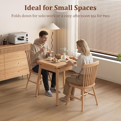 Solid Wood Small Dining Table, 23.6"L-47.2"L Expandable Kitchen Table - Image 3