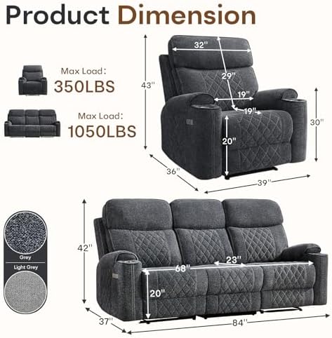 HAOMARKETS 2-Piece Electric Recliner Sofa Set - Image 2