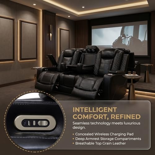 Leather Reclining Sofa Set, Power Recliner Sofa Sectional Couches - Image 5