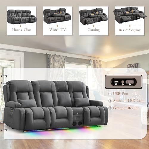 TUNYI Power Loveseat Recliner Sofa - Image 3