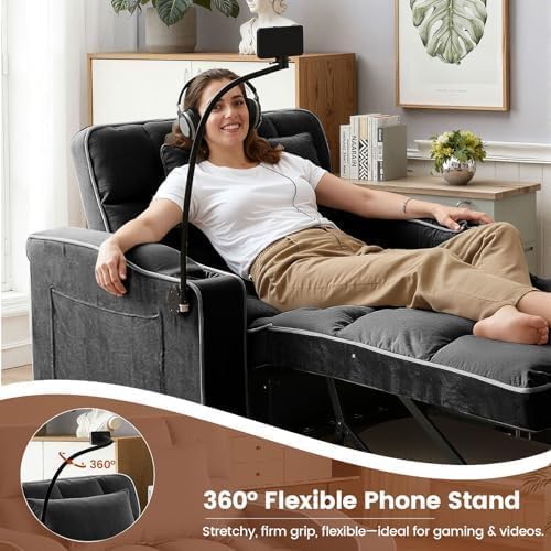Sleeper Chair with USB Port, 3 In1 Pull Out Sofa Bed - Image 6
